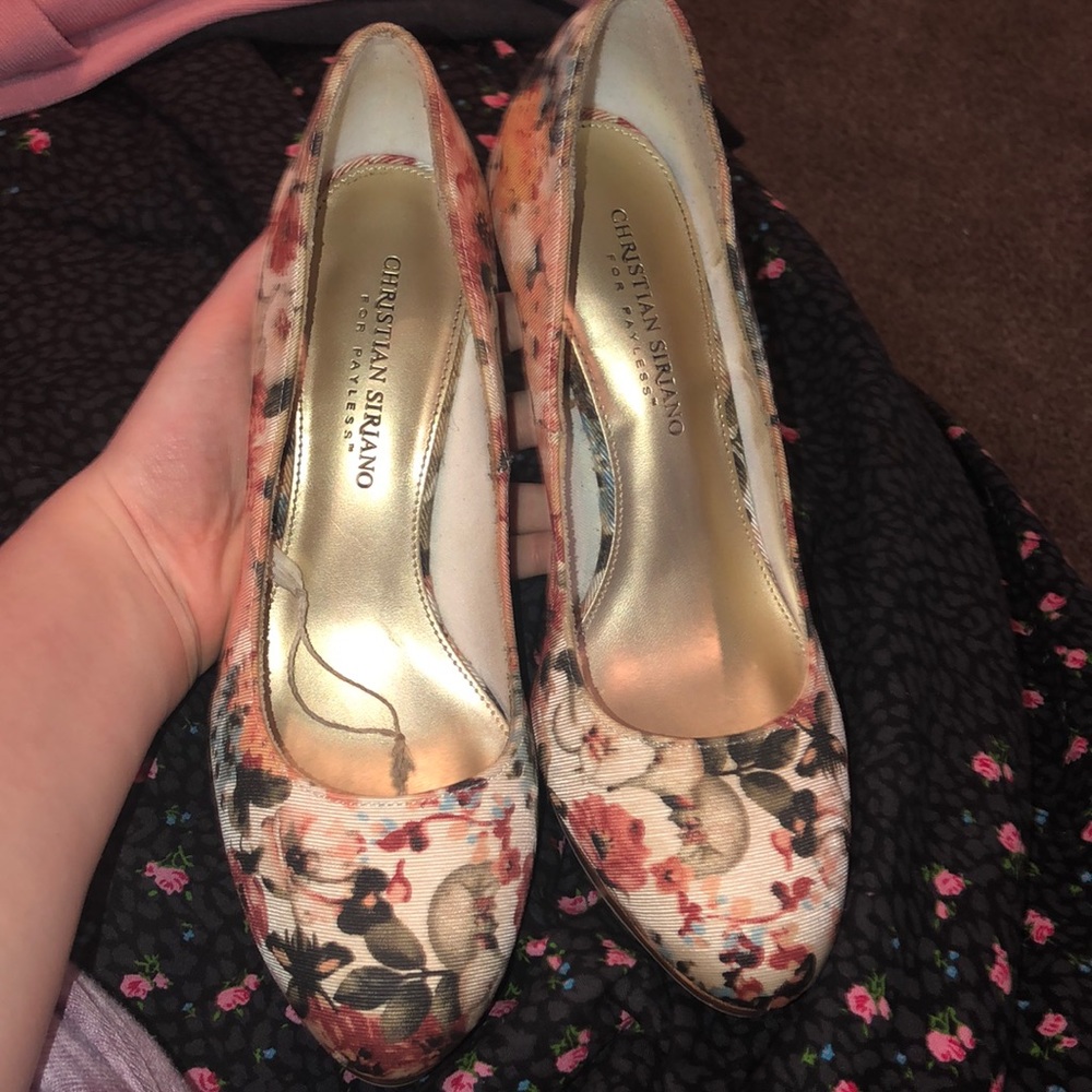 Christian Siriano floral platform heels